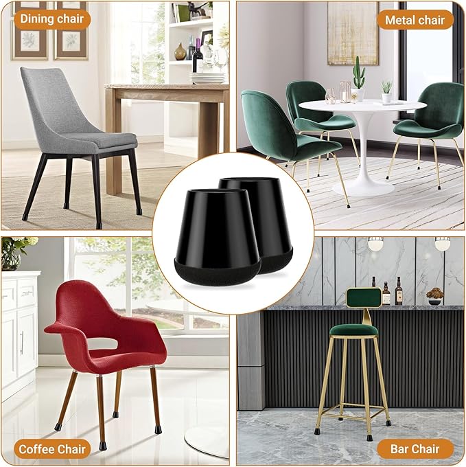 24 PCS Silicone Chair Leg Floor Protectors Medium Fit Rubber Felt Furniture - Image 6