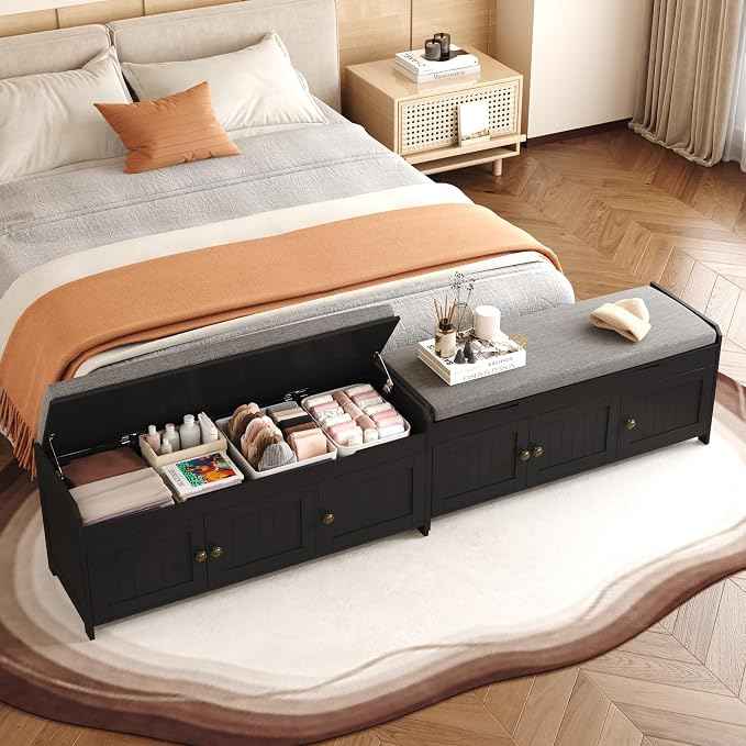 HOMEFORT 41.3" Shoe Bench with Lift Top Storage, Entryway Bench with Cushioned