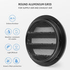 calimaero® WSGB 3" Inch Black Round Metal Air Vent Grill Cover Flat Louver - Image 3