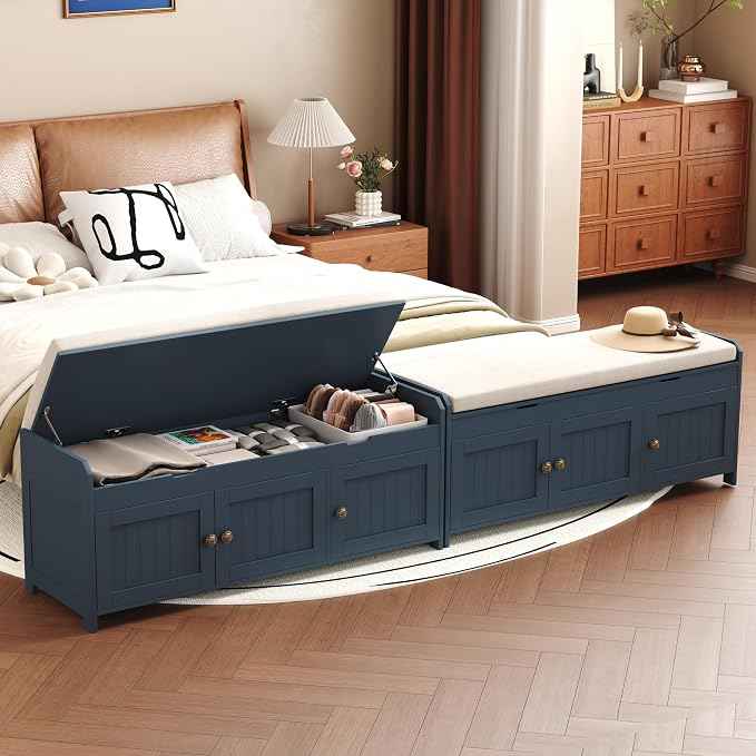 HOMEFORT 41.3" Shoe Bench with Lift Top Storage, Entryway Bench with Cushioned