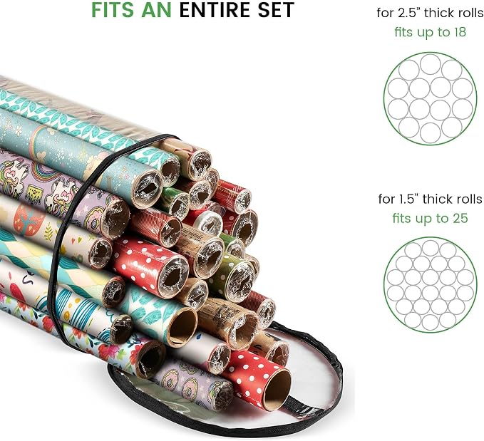 ZOBER Round Christmas Gift Wrapping Paper Organizer Storage - Image 8