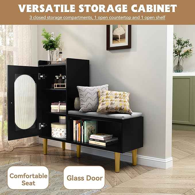 HLR Storage Bench Set of 2, L-Shaped Storage Cabinet
