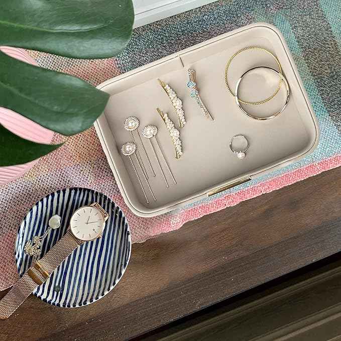 SANZIE Luxury Leather Tray Desktop Storage Catchall Organizer Decorative Tray