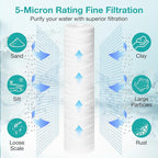 20 x 4.5 Inch 5 Micron String Wound Sediment Water Filter Cartridge, SimPure - Image 2