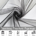 10 x 10 Outdoor Black Tulle Backdrop Curtains Waterproof Voile Sheer Screen - Image 7