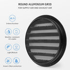 calimaero® WSGB 5" Inch Black Round Metal Air Vent Grill Cover Flat Louver - Image 3