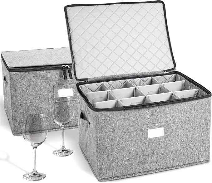 storageLAB Wine Glass Storage Containers, Hard Shell Organizer