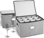 storageLAB Wine Glass Storage Containers, Hard Shell Organizer
