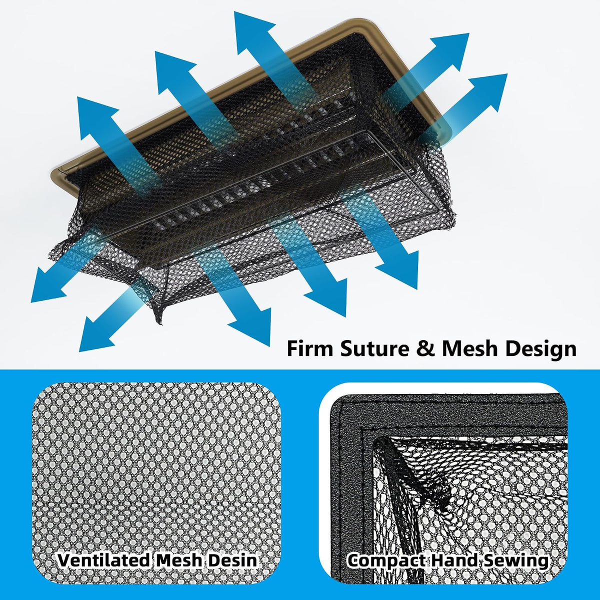 4-Pack Floor Register Cover Net Traps with 4 Steel Frames(Anti-snag)