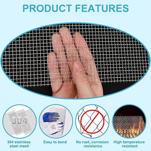 8 Pcs 13x9 20 Mesh 304 Stainless Steel Wire Mesh Sheet, Rustproof Metal Mesh - Image 6