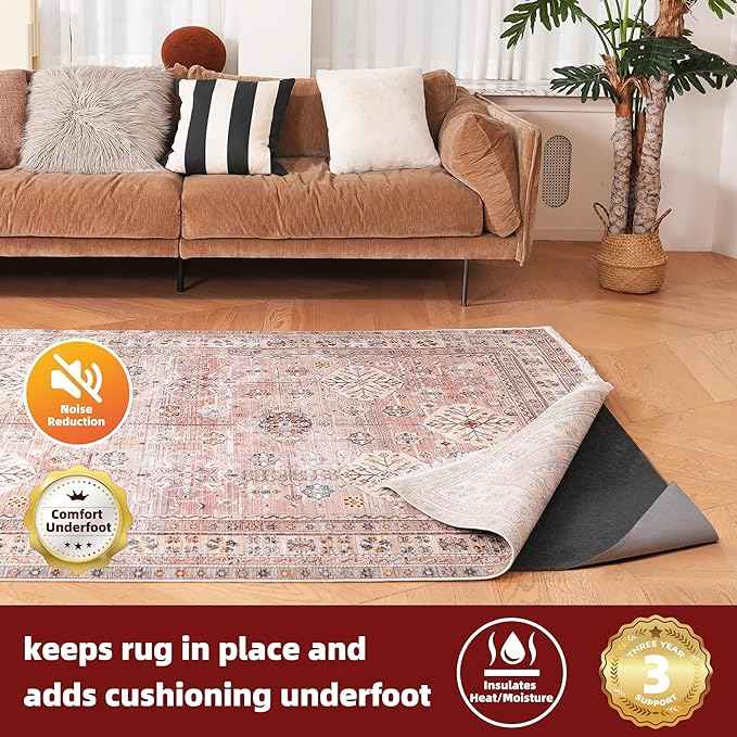 BAGAIL Felt and Natural Rubber Backing Rug Pads 1/4” Thick, 5 x 8 Ft Non Slip