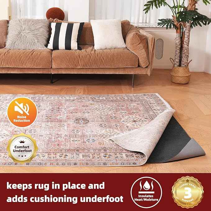 BAGAIL Felt and Natural Rubber Backing Rug Pads 1/8” Thick, 8 x 11 Ft Non Slip