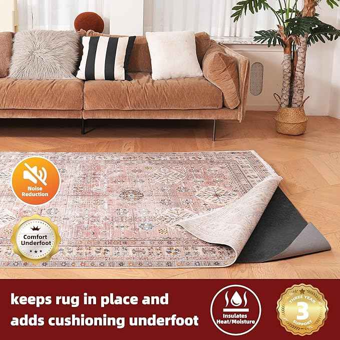 BAGAIL Felt and Natural Rubber Backing Rug Pads 1/8” Thick, Round 4 Feet Non