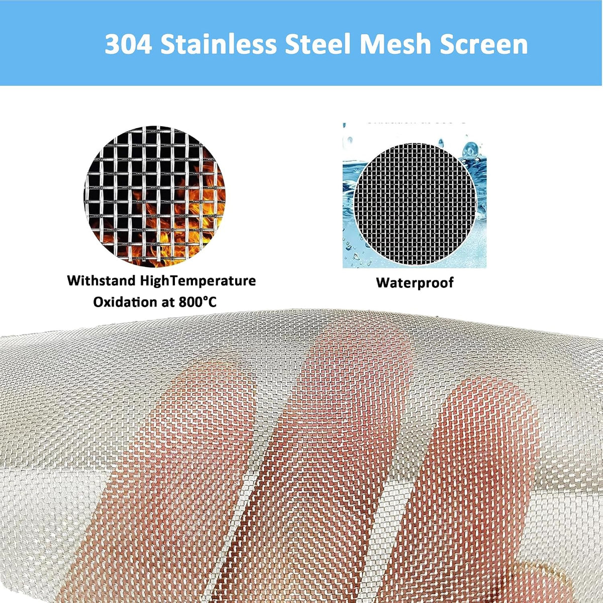 304 Stainless Steel Mesh Screen#20Mesh -Size:15.7"x47.2"(40x120cm)