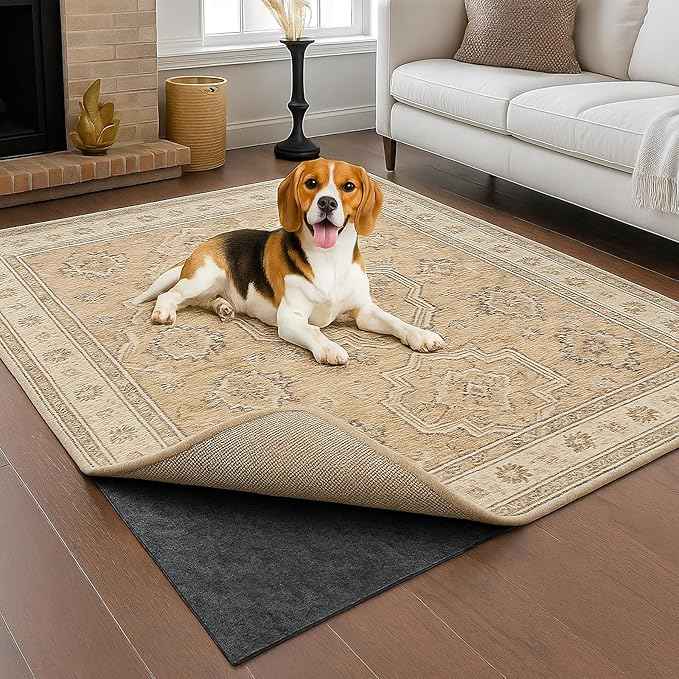 Deep Dream Dual Surface 2'x4' Rug Pad, Waterproof 1/8" Thick Felt + Natural