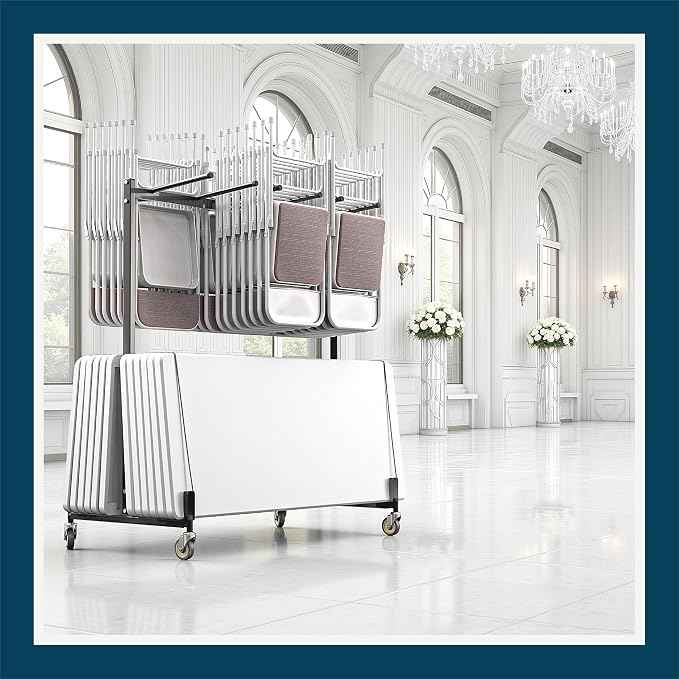 OEF Furnishings OEF42 Series Folding Table & Chair Cart, Heavy Duty Industrial