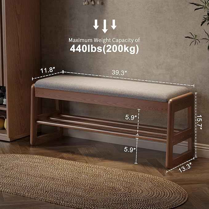 AQIMUELE Shoe Rack Bench, 2 Tiers Shoe Bench