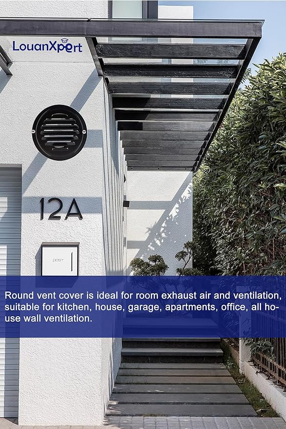 4 Inch Black Soffit Vent Cover, LouanXpert Stainless Steel Round Air Vent Cover - Image 4