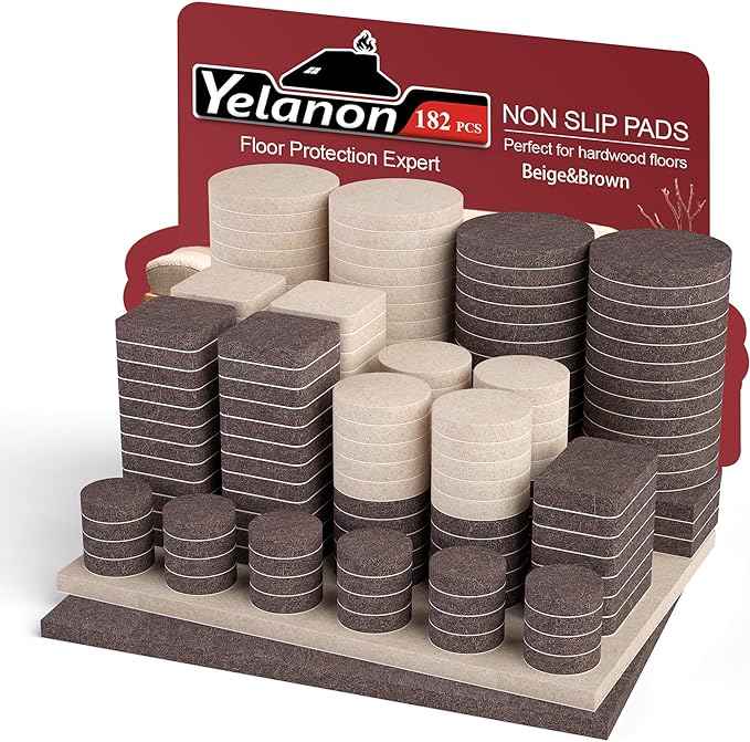 Yelanon Felt Furniture Pads -182 Pcs Premium Felt Pads