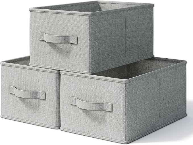 3 Pack Fabric Storage Bins for Shelves | 11.5x8.75x6.5in Closet Storage Baskets