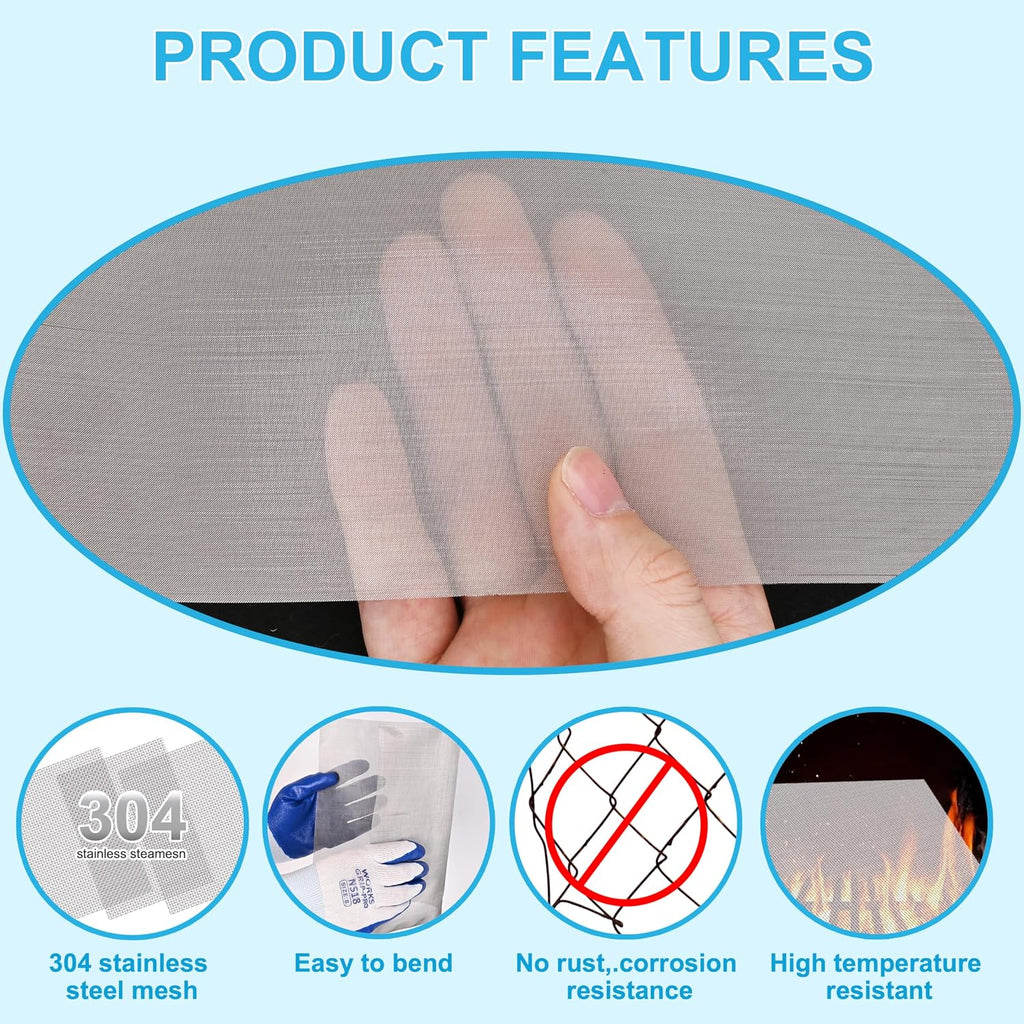 8 Pcs 13x9 Inch 40 Mesh 304 Stainless Steel Wire Mesh Sheet, Sheet