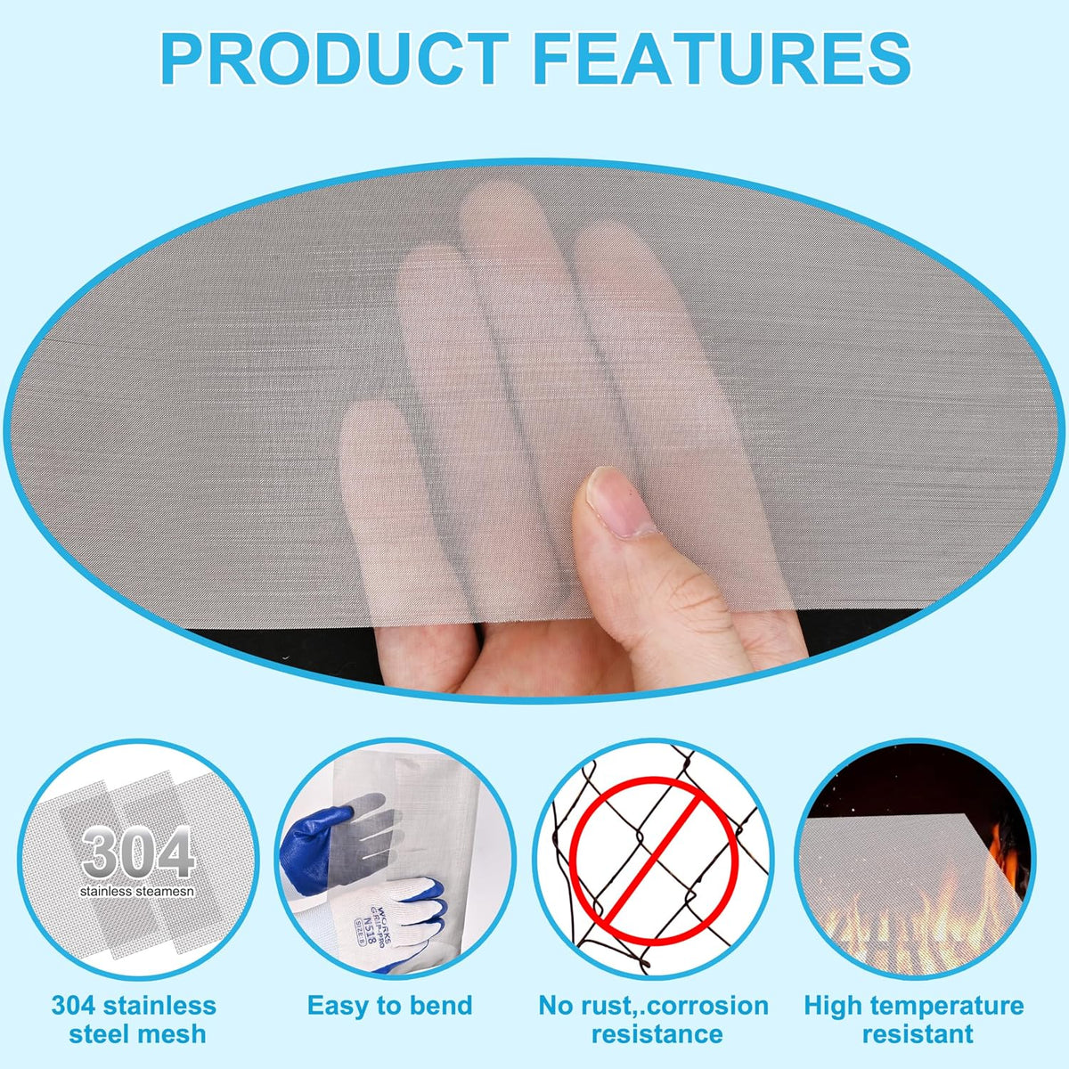 8 Pcs 13x9 Inch 40 Mesh 304 Stainless Steel Wire Mesh Sheet, Sheet
