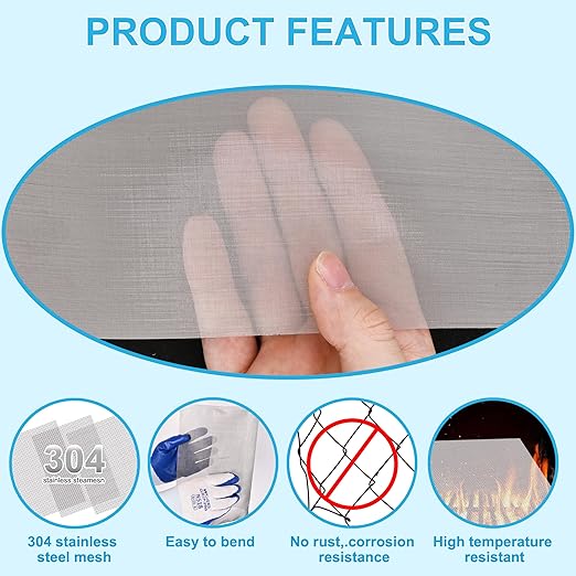 8 Pcs 13x9 40 Mesh 304 Stainless Steel Wire Mesh Sheet, Rustproof Metal Mesh - Image 2