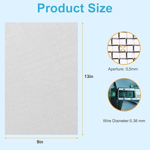 16 Pcs 13x9 40 Mesh 304 Stainless Steel Wire Mesh Sheet, Rustproof Metal Mesh - Image 3