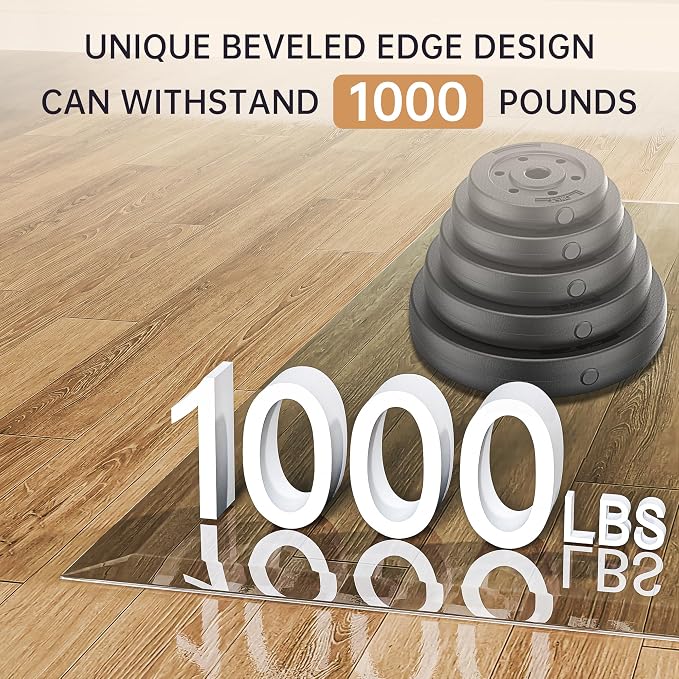 48“ x 36” Beveled Edge Glass Chair Mat - Image 8