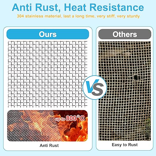 4 Pcs 13x9 5 Mesh 304 Stainless Steel Wire Mesh Sheet, Rustproof Metal Mesh - Image 6
