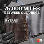 K&N High-Flow Original Lifetime Engine Air Filter: Increase Power: Washable: - Image 3