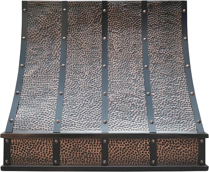 CT Copper Tailor Sloped Copper Vent Hood Island Mount, 1150 CFM Exhaust Fan by CTCopperTailor