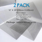 2PACK 304 Pretty Sturdy 12” X 24”, 5 Mesh Wire Mesh Screen, Stainless Screen - Image 2