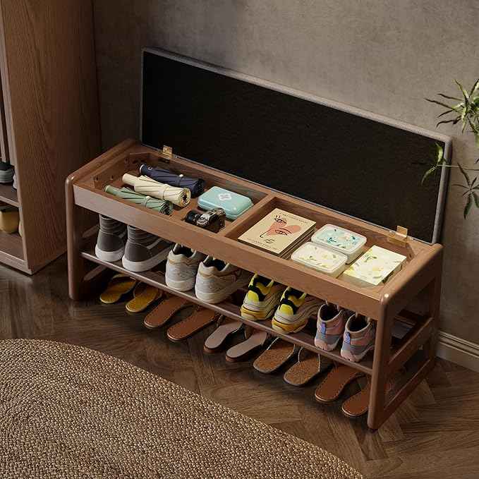 AQIMUELE Shoe Rack Bench, 2 Tiers Shoe Bench