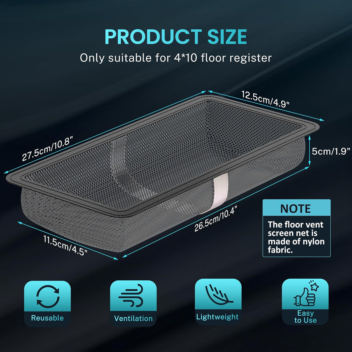 6 Pack Floor Register Cover Trap, HG Power 4 x 10 Inch Floor Vent