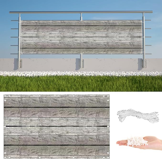 Privacy Fence 4.3' x 16.4' UV-Protection Wind-Resistant Balcony Privacy by AYLFBFU