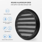 calimaero® WSGB 6" Inch Black Round Metal Air Vent Grill Cover Flat Louver - Image 3