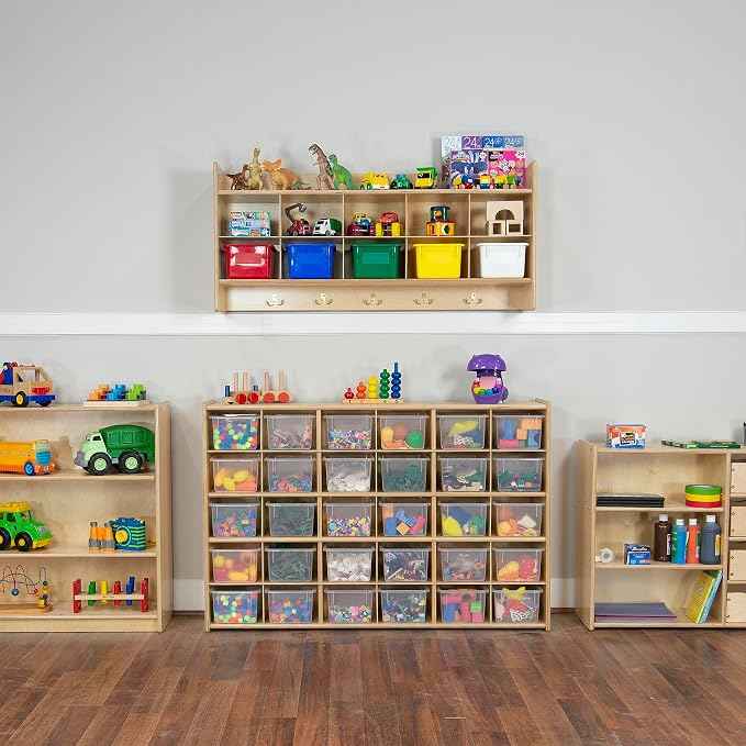 Wood Designs Cubby Storage Bin, Heavy Duty Plastic Containers