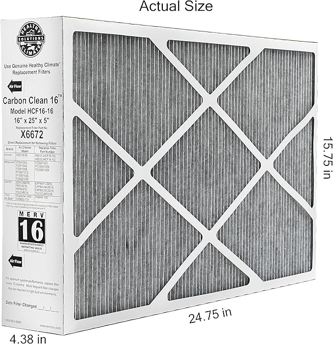 Lennox Healthy Climate X6672 16x25x5 Healthy Climate Carbon-Clean MERV 16 - Image 2