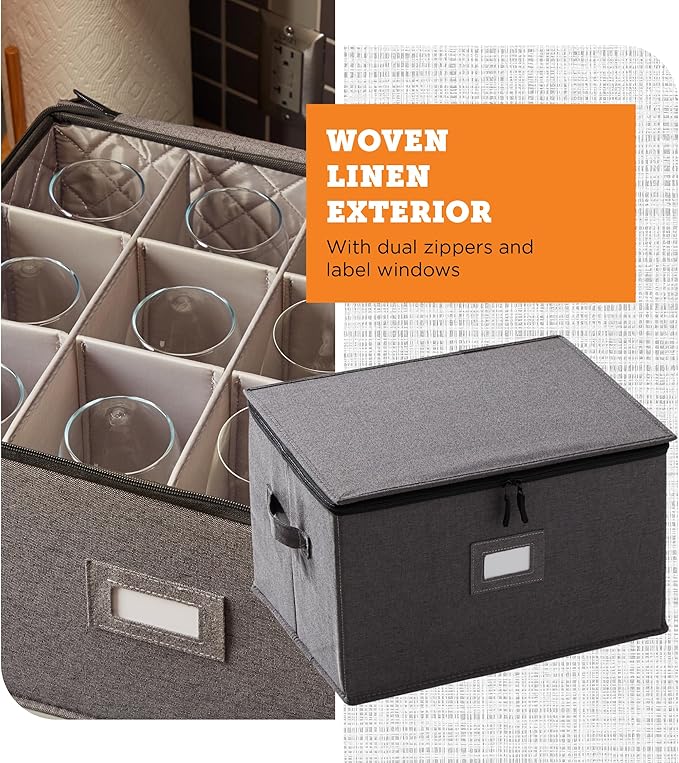 storageLAB Wine Glass Storage Containers, Hard Shell Organizer - Image 6