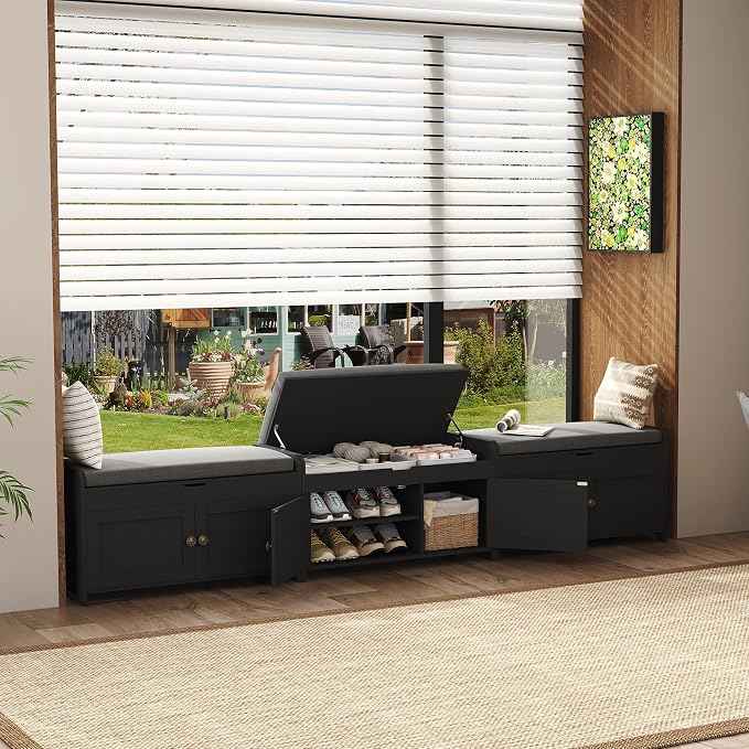 HOMEFORT 30" Shoe Bench with Lift Top Storage, Entryway Bench with Cushioned