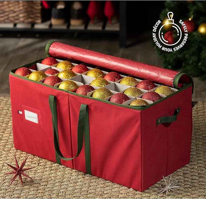 ZOBER Large Christmas Ornament Storage Box
