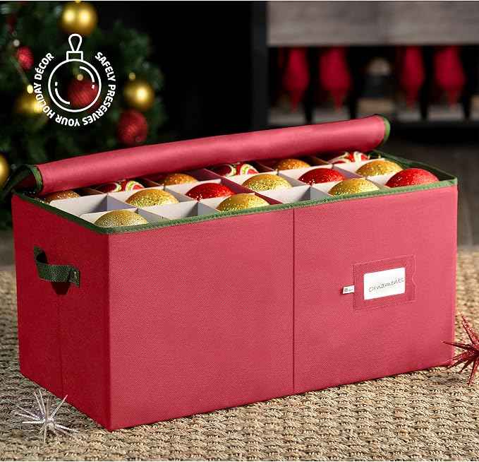 ZOBER Large Christmas Ornament Storage Box