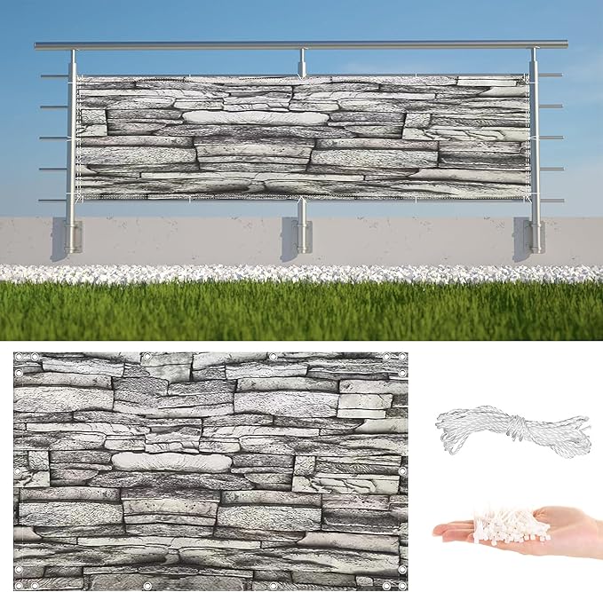 Privacy Fence Screen 2.8' x 13.1' UV Protection Weather-Resistant Patio Privacy by AYLFBFU