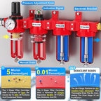 TAILONZ PNEUMATIC 0-150PSI 1/4 Inch NPT Red Industrial Grade 4 Stage Air Drying - Image 3