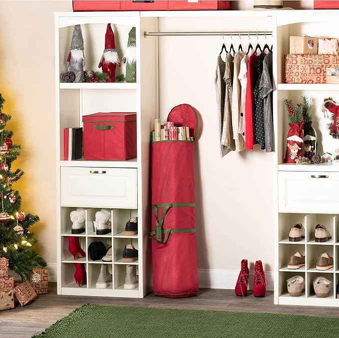 ZOBER Round Christmas Gift Wrapping Paper Organizer Storage