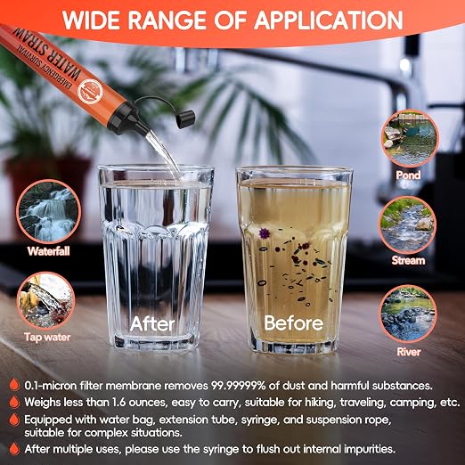 Water Filter Straw, Personal Water Filtration System, Water Purifier, Outdoor - Image 3