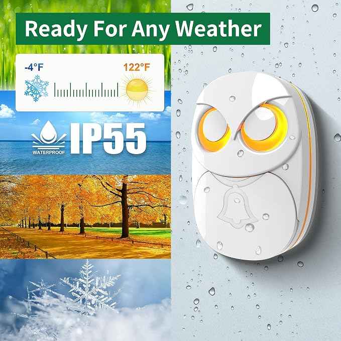 Wireless Doorbell, HTZSAFE Doorbell, 1 Receiver + 2 Transmitters