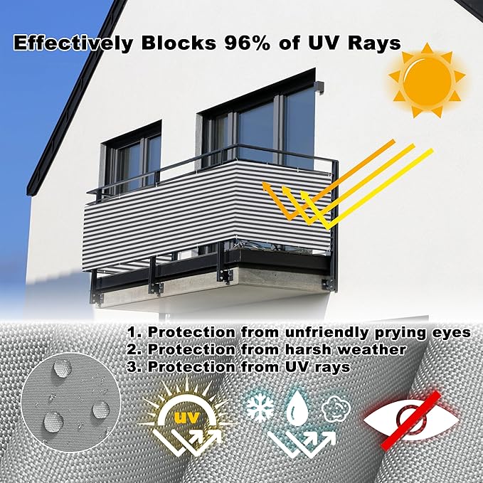 Fence Privacy Screen 1.6' x 9.8' UV-Resistant Visibility Reduction Patio - Image 4