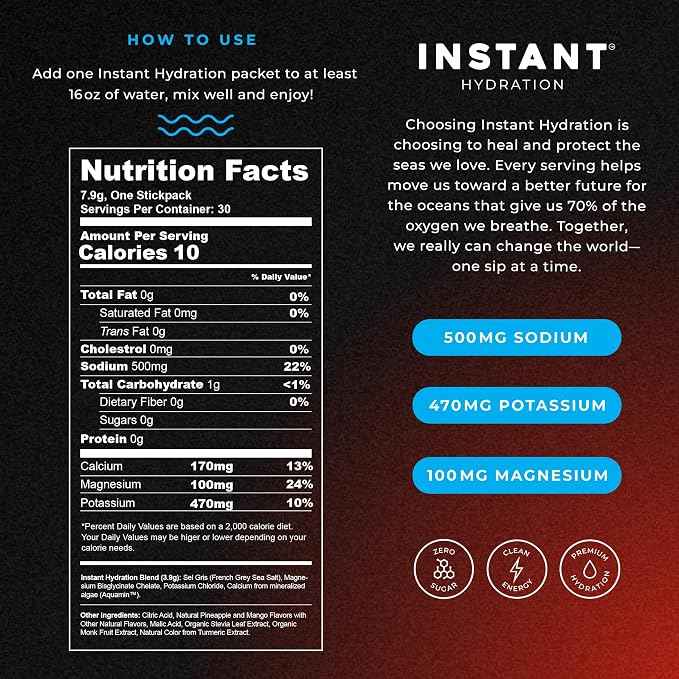 Instant Hydration Electrolytes Powder Packets